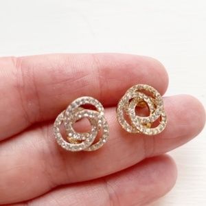 Gold & Crystal Twist Stud Earrings